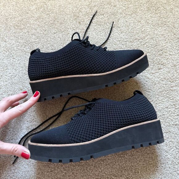 Eileen Fisher Eddy Recycled Stretch Knit Platform Oxford Shoes Size 7 LIKE NEW - Picture 1 of 12